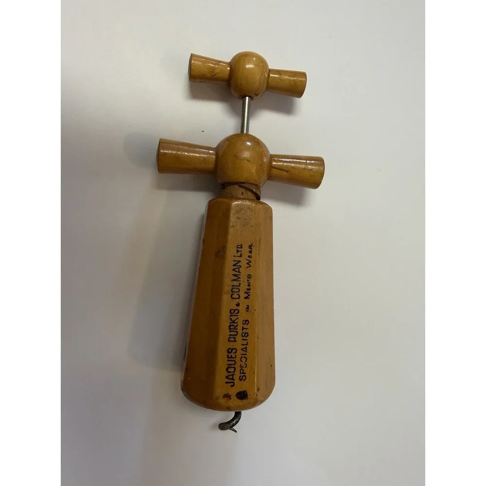 Vintage Advertising Corkscrew Jaques‎ Purkis & Colman Ltd Wooden Handle